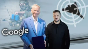 Екс-голова Google Ерік Шмідт та Президент Зеленський на тлі українських бойових дронів і інвестицій у Київ