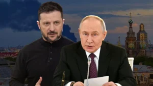 Володимир Путін та Володимир Зеленський під час зустрічі в Москві