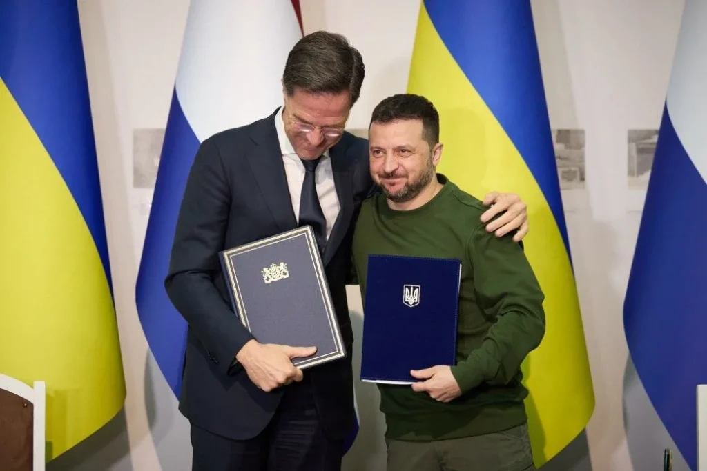 Марк Рютте та Володимир Зеленський на зустрічі щодо курсу України