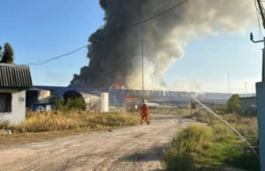 Пожежа на складі в Київщині внаслідок атак РФ
