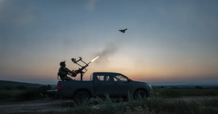 ЗСУ збивають російський дрон Оріон з озброєного пікапа